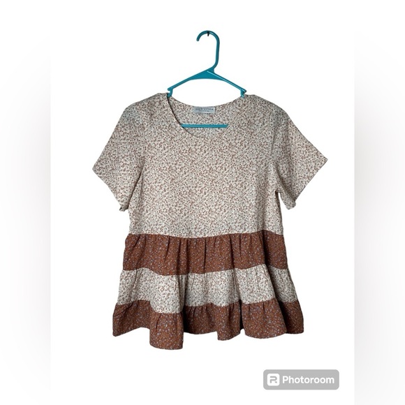Paper Crane Women's Floral‎ Print Tiered Ruffle Peplum Top Size Small - Picture 1 of 4